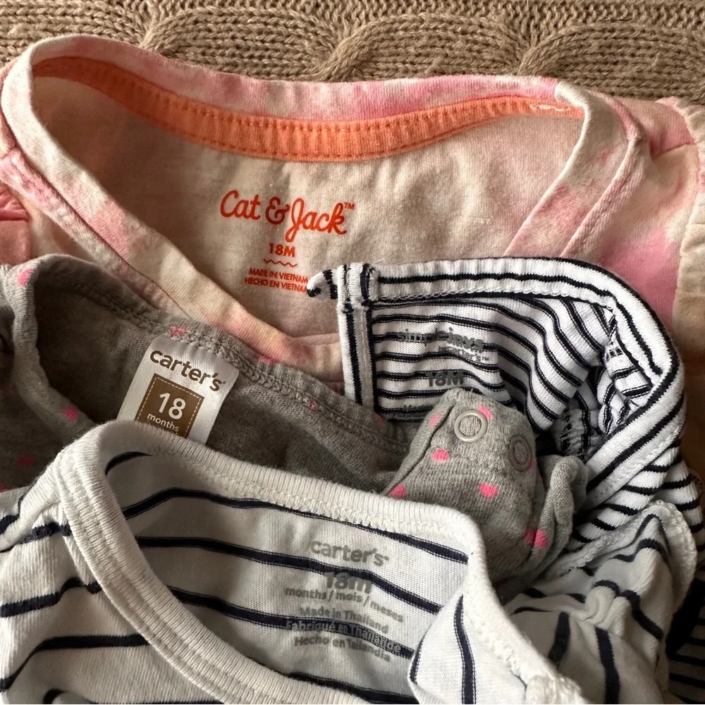 EUC Carter’s 4pc Baby Girl Tops Bundle, Pinks & Neutrals, 18 Months